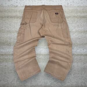Vintage Y2K Dickies Carpenter Pants 42x32 Baggy Wide Leg Fit Tan Cotton Canvas